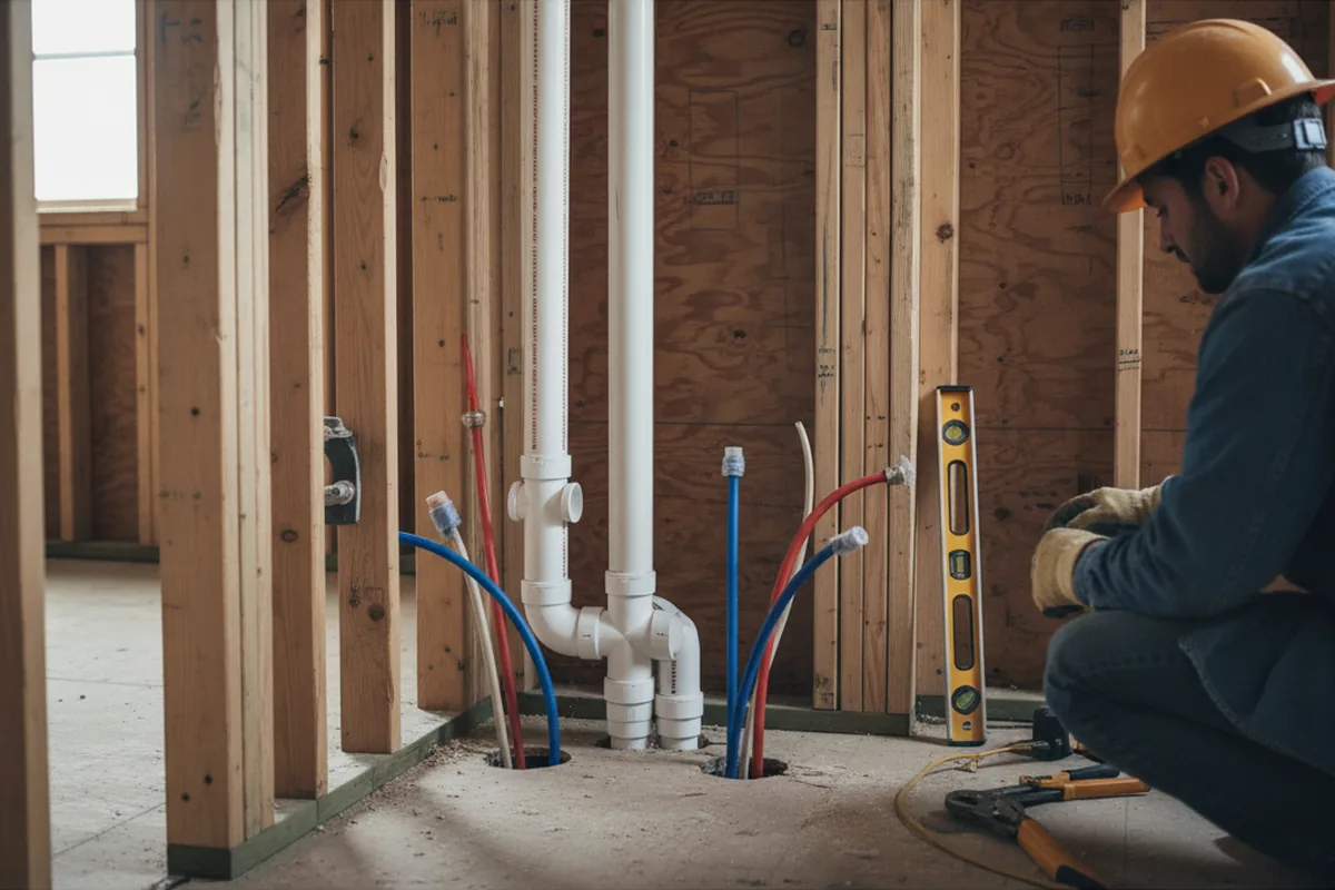 Drain and supply rough-in during Drain Cleaning in Lake Orion